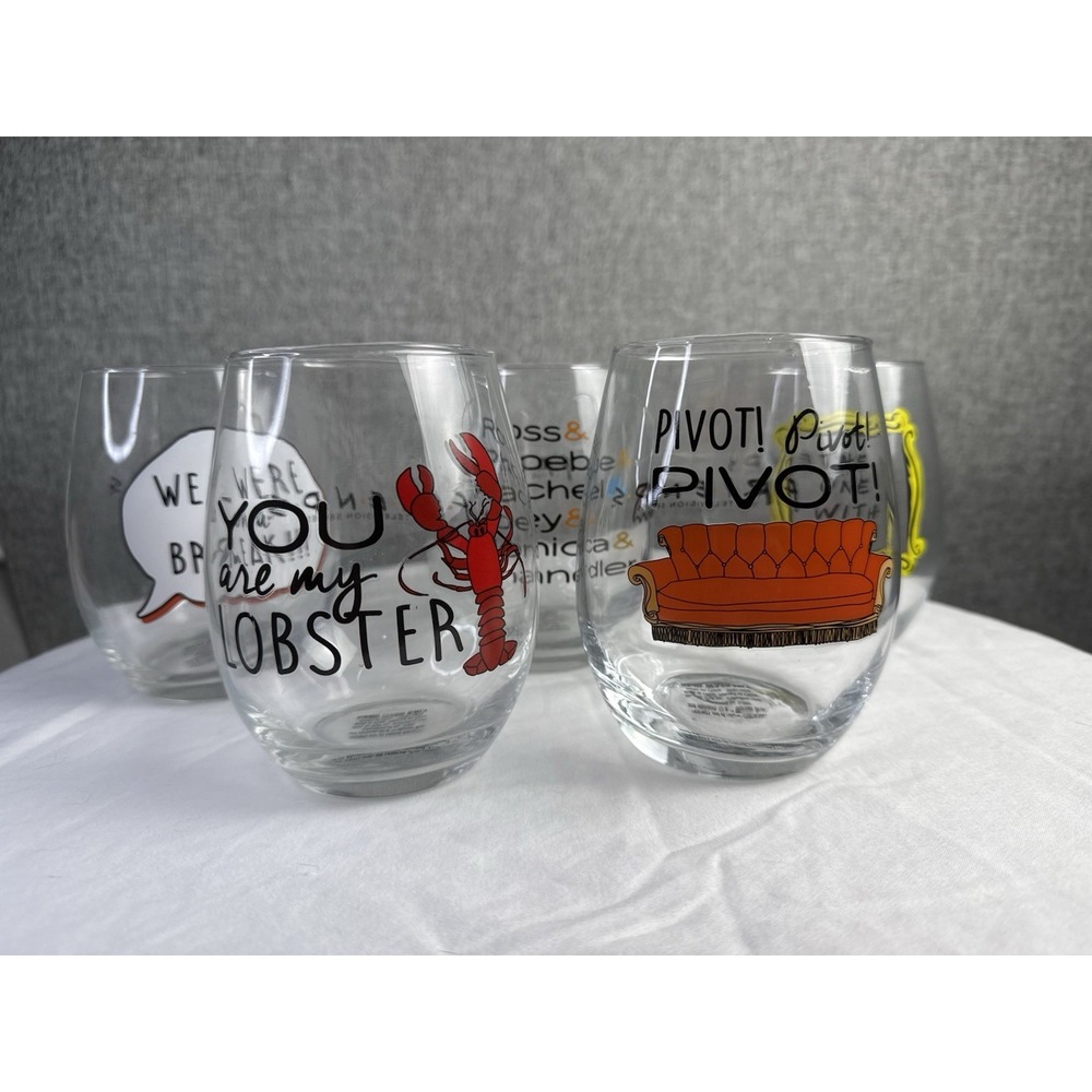 Set‎ of 5 Friends TV Show Stemless Wine Glasses - Picture 2 of 9
